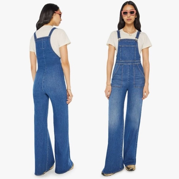 Mother Superior High-Waisted Twister Overall Sneak Punch Buggy Blue Denim Small - Picture 3 of 15